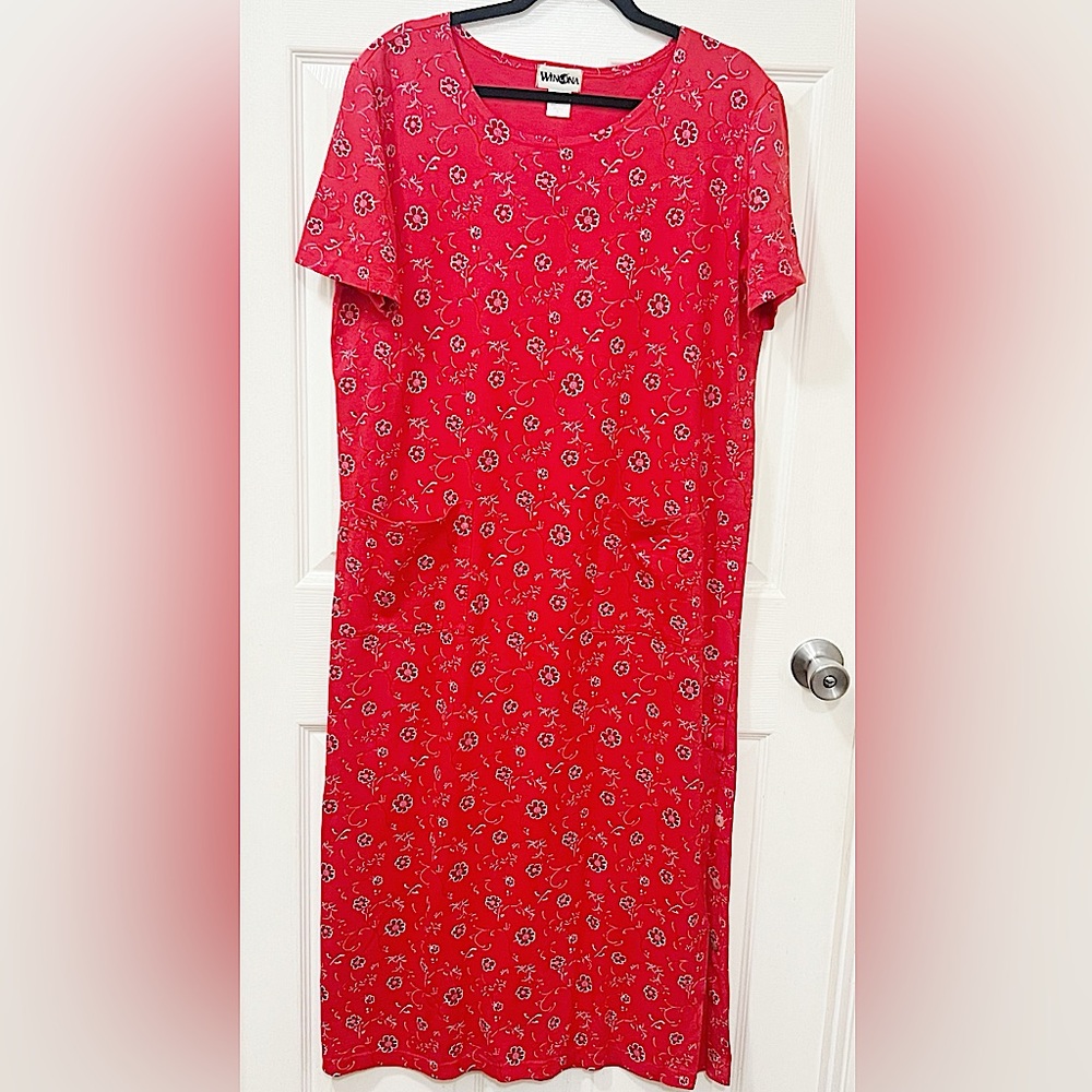 Vintage WINONA made in USA Maxi Red T-shirt Dress  Size XL